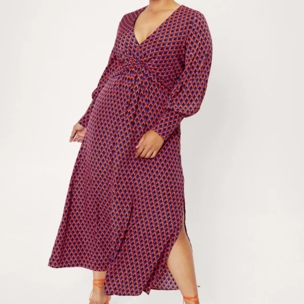 Plus Size Geo Print Maxi Dress